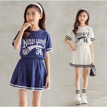 (당일출고)아이짱 여름 초등학생 주니어 여아 뉴욕투피스 세트 고학년