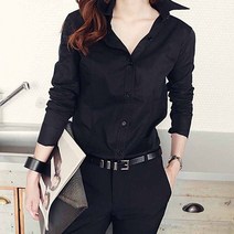 여성셔츠 블라우스 아나운서 앞지퍼 오버핏 가을 빈티지 스타일 긴 소매 세련된 옷깃