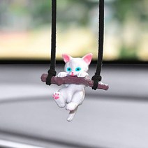 자꾸사 그네타는 고양이 피규어 룸미러 걸이 장식 악세사리 자동차 차량 용품, 단품