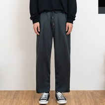 블루모드 남성 가을 겨울 오버핏 기모 밴딩 스판 와이드 팬츠