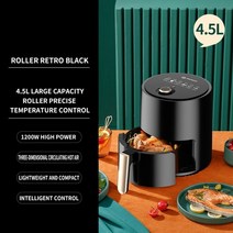 튀김기 가정 미니 소형 전기 튀김 6l 스마트 에어 프라이어대용량 자동 용 멀티 360 ° 베이킹 오일 eu 플러그가없는 터치 스크린 딥 프라이, 4.5리터 블랙, 우리를