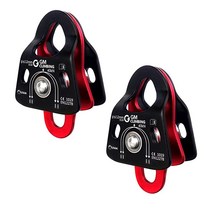 GM CLIMBING 40kN 마이크로 더블 풀리 도르래 Prusik 마인딩 볼 베어링 UIAA CE 진행 캡처 시스템 리깅 운반 구조 수목사 나무 등반용 2개입, Pack of 2, Pack of 2