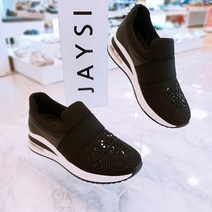 제이시 소가죽 어글리슈즈 여성키높이운동화 블랙 5cm K001