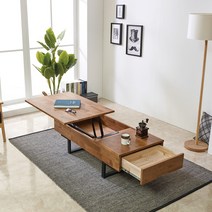 고무나무 원목 리프트업 거실 소파 테이블, A TYPE[철재다리], 원목색상