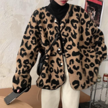 나루니 W05813 레오파드 여성가디건 가디건자켓 여성외투 겨울 가을 호피무늬