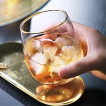 주스 유리잔 스무디 금테 글라스 물컵 유리컵 티잔 커피숍 음료수 커피잔 손님방문 주스컵, 원형 330ml