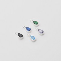 1-3-019 실버 펜던트 큐빅물방울 4x9mm, 초록