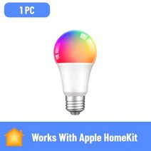 스마트 LED 전구 애플 홈키트 시리 알렉사 구글 홈 스마트사물 밝기 조절 멀티 컬러 RGBCW 9W E27 램프 4 팩, 1 PC