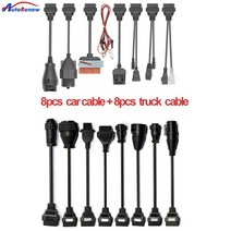 차량진단기 자동차진단기 OBD2 obd2 인포카 풀 세트 8 케이블 자동차 트럭 케이블 obd2 진단 커넥터 자동차 케이블 트럭 케이블 키트 전체 핀 활성화 케이블 어댑터, 자동차 및 트럭 케이블