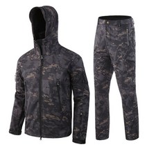 남성용 겨울 방수 기모낚시복 신축성소프트쉘, 3XL, 다크나이트 상하의