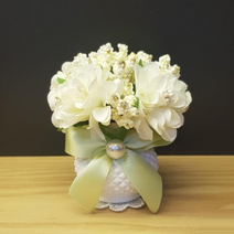 납골당꾸미기 미니 조화 화분 봉안당장식 미니어쳐 꽃다발 성묘꽃 추모, 조화 화분 아이보리