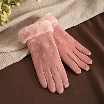 여성 눈꽃 사슴가죽 장갑 겨울 방한 털장갑 스웨이드 스마트폰 터치 기모 여자