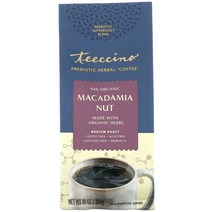 Teeccino Prebiotic Herbal Coffee Macadamia Nut Medium Roast Caffeine Free 10 oz (284 g) 1팩