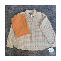 Women’s 울리치 Woolrich Flannel Button Up and Mock Turtle Neck 사이즈 XL Plaid Orange NWT 123874
