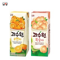 남양 과수원 190mlx24팩(1box) 사과 청포도 복숭아 오렌지/과일주스, 1세트, 오렌지12팩+복숭아12팩, 190ml