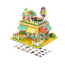 레디코 입체 퍼즐 세트 3D 종이 모형 DIY 미니어처 조립 어린이 행사 단체 만들기 키트 배 비행기 건축물 재료, 카페( 사은품 증정), 1개