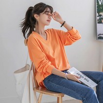 [나크21] (55~120) 심플한 코튼 브이넥 맨투맨 KO31-T-05