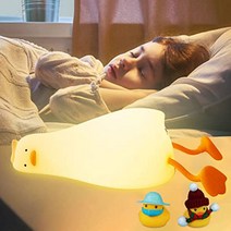 FAMIDUO 나이트 라이트 오리 라이트 간접 조명 침대 옆 램프 어린이 조광 타이머가있는 USB 충전 터치 식 룸 라이트 수유 라이트 테이플 램프 세련된 인테리어 램프 따뜻한 눈 친화적 인 오리 귀여운 분위기 만들기 동물 안전 ABS + 실리콘 일본어 지침 함께 선물