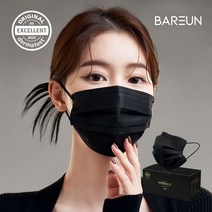 바른 일회용 마스크 블랙 성인용, 1개, 50개입