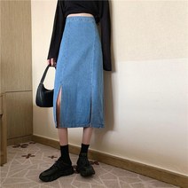 몽키네 TBUSUYM1 여성 가을 겨울 롱스커트 데님 치마 미디스커트