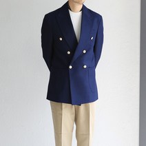 결혼식 금장 린넨 더블 블레이져 자켓