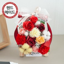 어버이날 카네이션AA (+사은품) LED 미니화환 조화 비누꽃 코사지 픽 모음 1, A02.자나카네이션미니화환 20cmP, (꽃볼펜C+마름모 3호), 레드