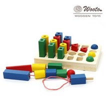 위dlnme_우토 도형 막대 실꿰기 유아완구 목재놀이교구 장난감 교육용 꿰기 아동 원목♥jseungri, ♥jseungr!!