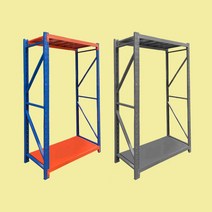 중량랙 2단 가로 100 X 깊이 60 X 높이 200 하중 200kg 엠보싱앵글 하이랙 중량렉 철앵글 메탈 창고선반 조립식앵글 철제앵글 랙 렉 무볼트 경량랙, 독립형, 오렌지블루