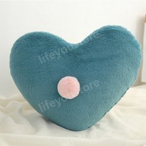 인조 밍크 퍼 크라운 왕관 하트 달 별 모양 베개 쿠션, 40cm 그린 하트