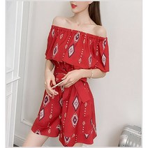 [어여사] 레드썬오프숄더점프수트
