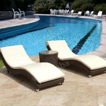 롱비치 호텔 비치 썬베드 태닝 아치형 야외데크 라탄 인체공학 일광욕 소파침대, 브라운1