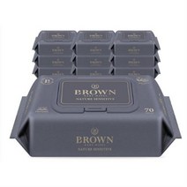 브라운 네이처 센시티브 저자극 엠보싱 아기물티슈 캡형, 110팩, 70매