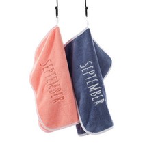 1Pc 34x34cm 스퀘어 소프트 산호 양털 달 자수 흡수성 홈 욕실 성인 페이스 타올, 34 x 34cm, 1개, 진한 파란색 - 9월