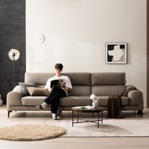 베르디안 레논더 커스터마이징 이태리 통가죽패브릭 4인용 소파, 기역자형 - 높이 135mm, 꼬냑