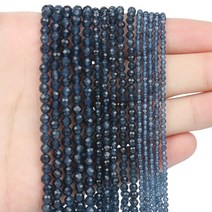 보석 재료 셀프 셋트 비즈 쥬얼리 스톤 천연 블루 아쿠아마린 구슬면 처리된 작은 느슨한 DIY 제작 수제 팔찌 인치