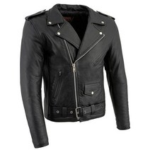 Milwaukee Leather LKM1781 남성용 레전드 클래식 폴리스 스타일 블랙 가죽 오토바이 재킷 퀼트 안감 포함 - 2XL 402830, XX-Large