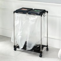 재활용 분리수거함(35L비닐50매)_스탠드 스티로폼 비닐 페트병 플라스틱 가정용 대형 분리배출 수거대 쓰레기통 대용량, 2단 블랙, 50개
