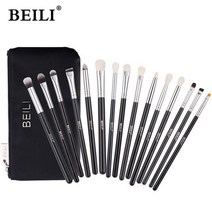인생템 아이섀도우스펀지 포인트브러시 눈썹스크류 비건 BEILI 메이크업 브러쉬 블랙 천연, with LOGO E15, 단일옵션