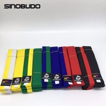 주짓수벨트 주짓수띠 sinobudo 2020 new 180 cm taekwondo wtf 컬러 무술 가라데 유도 유니폼 액세서리 품질 면 로드, 황백색, 01 Yellow-white