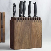 칼 꽂이 중식도 거치대 정리대 원목 주방, 호두 원목 칼 홀더 내부 공간 13CM