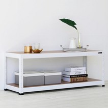 슈랙엣홈 무볼트 조립식앵글선반 2단 블랙 화이트 스탠드선반, 선반 2단 높이600 화이트/400x400 (WxD)