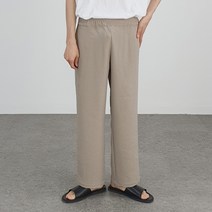 찰랑한 여름 지지미 시어서커 린넨 와이드 트레이닝 밴딩 팬츠 바지 2color