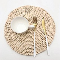 플레이팅 라탄식 식탁 매트 40cm 원형 테이블매트