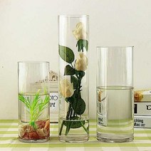 대형 유리 꽃병 식당 꽃병 플라스틱 둥근 양동이 투명 원통형 수경법-73167, 22. 스트레이트 입 15CM 높이