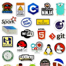 캐릭터 노트북 애플 브랜드 로고 스트릿 방수 데코 스티커 50장, 0107_스티커 모음