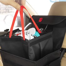 냄새방지 안전뚜껑 분리포켓 방수 차량용쓰레기통, 블랙