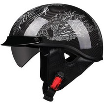 반모헬멧 바이크헬멧 소두핏 클래식 레트로 DOT Carbonfiber 오토바이 독일 Casco 일본식 모토 오픈 하프 페이스 헬기 바이커 파일럿 맨, 33.b9 - M