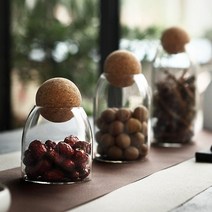 코르크 유리용기 내열유리용기 저방병 시리얼 곡물 티백 보관, 1000ml, 1개