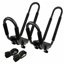 ALWAYSME 2 개/대 자동차 SUV 지붕 J 랙 캐리어 카약 보트 카누, 01 Black 2PCS