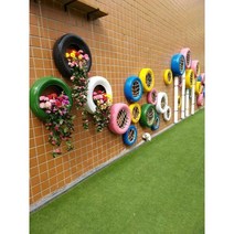 폐타이어 공예 벽걸이 미술 전시 공원 조경 예술 장식, 크리에이티브 타이어 화분